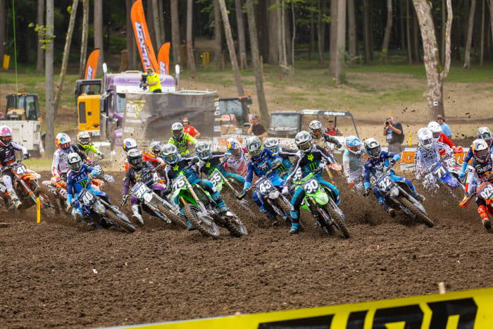 Joe Schmida leads the field in Moto 1. Photo: Align Media.